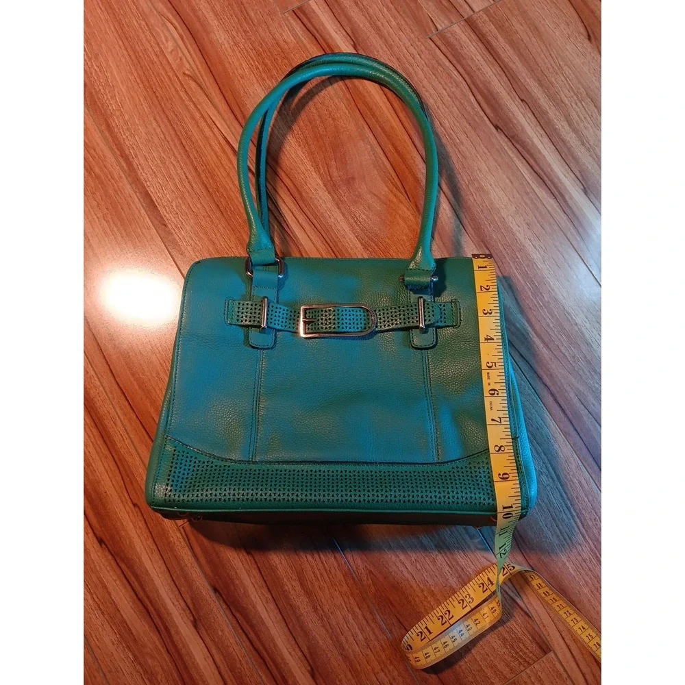 Tignanello Green Hobo Shoulder Bag ~‎ Pebbled Leather Tote/Satchel Handbag